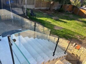 Black powder coated patio glass balustrade - Chigwell, Essex